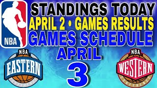 nba standings today April 2 2024  games results  games schedule April 3 2024 [upl. by Truitt525]