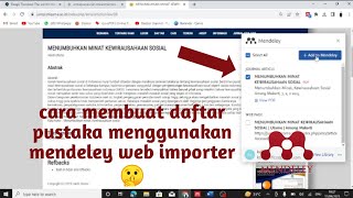 Mendeley Web Importer➡️ cara membuat daftar pustaka otomatis menggunakan mendeley web importer😊 [upl. by Grega]