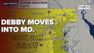 Debby moves into Maryland Thursday night weather update [upl. by Juliann147]