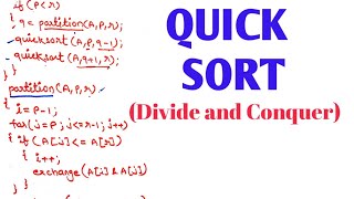 Quick Sort using Divide and Conquer with algorithm [upl. by Ellenaej]