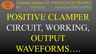 Lec36 Positive Clamper Circuit Working Waveforms or ve Peak Clamper A E R K Classes  Hindi [upl. by Acissej908]