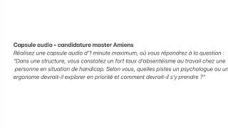 Capsule audio  candidature master Amiens  Sarah AUBERT [upl. by Novaj]