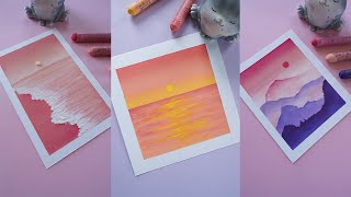 5 Easy Oil Pastel Sunset Drawing Ideas [upl. by Llertnom]