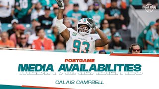 DT Calais Campbell meets with the media after ARZvsMIA  Miami Dolphins [upl. by Shippee340]