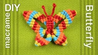 How to Macramé Butterfly  Papillon Farfalla Mariposa Borboleta Schmetterling Бабочка [upl. by Ailegna]