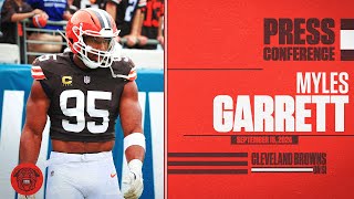 Cleveland Browns Defensive End Myles Garrett Meets with Media Following Clevelands 1813 Victory [upl. by Mercado]