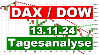 DAX DOW Jones Analyse Charttechnik ✯ Tagesausblick ✯ Chartanalyse für den 13112024 Aktien Prognose [upl. by Sachi]