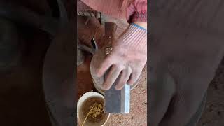 The process of fixing the knife handle with copper nails [upl. by Naashom156]