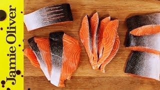 How to Fillet a Salmon or Trout  Jamie Oliver [upl. by Nonnair]