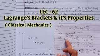 II Lagranges Brackets and Its Properties II With Notes [upl. by Bohrer]