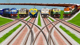 6 Indias Most Realistic Trains Crossing At Bumpy Railroad Tracks  train simulator classic [upl. by Strander]