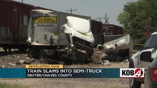 Train slams into semitruck in Chaves County [upl. by Tzong386]