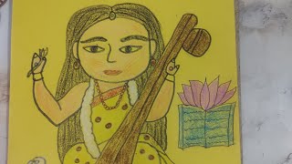 Easy maa sarswati Devi drawingVasant panchami drawingVasant panchami drawing easy stepsDrawing [upl. by Aronos137]