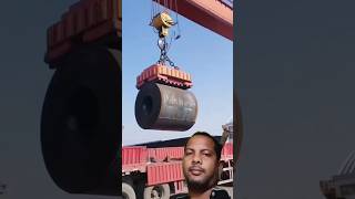 Really dangerous job in the world 🌎 steel coil transportation shorts viralvideo youtube rolling [upl. by Ativel864]