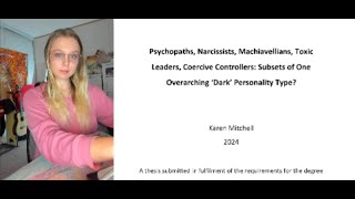 PsychopathyNarcissism DISCUSSION  Reading Dr Karen Mitchells Thesis [upl. by Ursulette171]