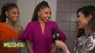 Chloe x Halle found WrestleMania inspiration from WWEs female Superstars Exclusive April 8 2018 [upl. by Mercuri848]