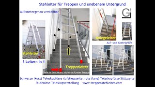 wwwteleskopleitercom Die Treppenleiter die auf jeder Treppe steht [upl. by Lilahk601]