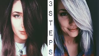 Dark Brown to Silver Hair  3 Step Tutorial [upl. by Welcy]