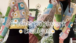 Crochet Patchwork Daisy Cardigan Tutorial DIY haanscrochet [upl. by Gujral897]