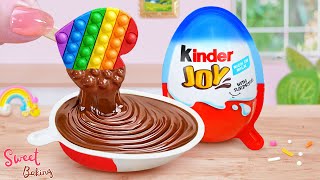 🍫Rainbow Ice Cream Kinder Cake🍫Beautiful Miniature Rainbow Ice Cream Kinder Cake Decorating Ideas🍫 [upl. by Anuahsal]