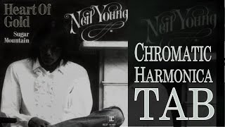 Neil Young  Heart of Gold  Chromatic Harmonica Score amp Tab No 55 [upl. by Floss]