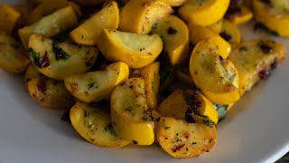 Yellow Squash  Summer Squash Recipe With Basil Thyme Garlic Lemon amp Sun Dried Tomatoes [upl. by Amara]