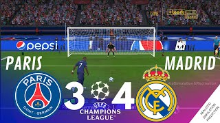 Penalty Shootout  Paris Saint Germain 34 Real Madrid UEFA Champions League  Video Game Simulation [upl. by Ludwog]