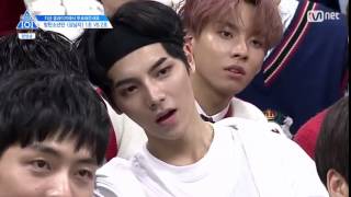 Produce 101 S2  Trainees Reaction to Jihoons Wink [upl. by Ennairrac804]