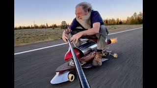 Crazy Rocketman ROCKET SKATEBOARD 50 mph [upl. by Evita528]