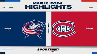 NHL Highlights  Blue Jackets vs Canadiens  March 12 2024 [upl. by Jobe102]