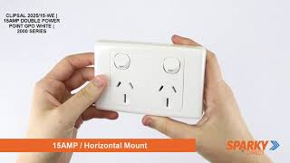 CLIPSAL 202515 WE  15AMP DOUBLE POWER POINT GPO WHITE  2000 SERIES [upl. by Asiilanna532]