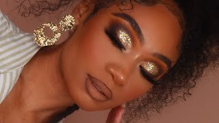 Gold Glitter Smoky Makeup Look  MakeupTiffanyJ [upl. by Omarr]