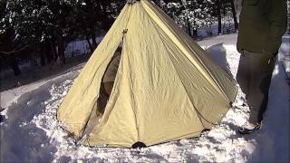 Old school Kifaru 4man tipi with pot belly stove [upl. by Seward659]