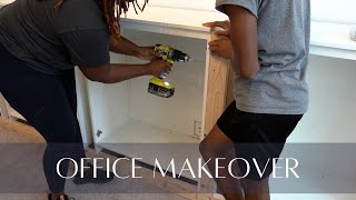 DIY Office Makeover Part 1 SemiCustom BuiltIn Cabinets  Ikea Hack  Home Office Ideas [upl. by Acinorehs]