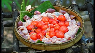 Cooking Red Egg for food  Cook red duck egg with Chili n Basil [upl. by Jenifer]