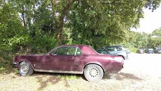 Classic Car Burgundy Ford Mustang Car Spotted In Car Park Fouesnant Finistère Brittany France [upl. by Arsi]