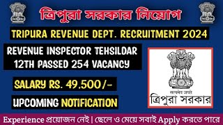 Tripura Job  Revenue Department Recruitment 2024 Inspector Tehsildar 254 Vacancy  Kokborok Video [upl. by Anyela617]