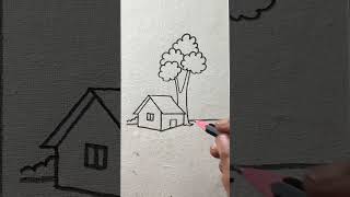 Simple and easy scenery art with pencil [upl. by Parrisch]