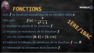 🔴MATHSCLIC EXERCICE  FONCTIONS DUNE VARIABLE RÉELLE  TABLEAU DE VARIATION  1ÈRE\1BAC [upl. by Alisia]