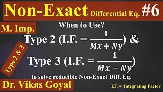 Non Exact Differential Equation 6 in Hindi MImp  Reducible to Exact Differential  Type 2 amp 3 [upl. by Paxon]