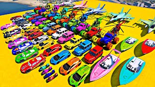 GTA V SPIDERMAN Stunt Car Racing Challenge By Heroes and Friends With Amazing Car Planes and Boats [upl. by Robinett275]