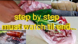 lechon belly roasted pork belly processing full tutorial lechonbelly Boholversion [upl. by Ayardna]