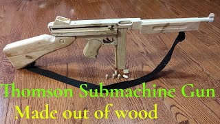 How to make wooden Thomson m1a1 submachine gun with magazine that shoots [upl. by Gitlow37]