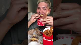 Portillos Italian Beef sandwich amp Crispy Onion Rings mukbang asmr portillos [upl. by Biddle]