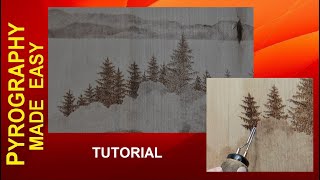 Wood Burning for beginners  simple EVERGREEN TREES  pyrography tutorial [upl. by Fenwick]