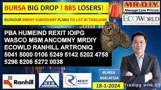 Daily KLSE BURSA UPDATE  1812024💥BURSA WEAK 832 LOSERS💥IJM PESTECH JV TO COMPLETE AUTOTRAIN💥 [upl. by Yeltihw399]