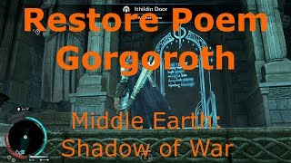 Restore Poem Gorgoroth Ithildin Door Middle Earth Shadow of War [upl. by Beatrisa]