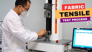 Fabric Tensile Strength Test Process  Grab and Strip Method [upl. by Nnyledam]