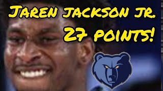 🙍 Jaren Jackson Jr SCORES 27 Points  Memphis grizzles basketball  Grizzlies vs Sixers 11224 [upl. by Nosrac950]