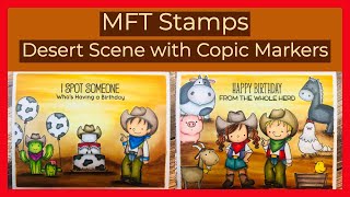 MFT Stamps  Desert Scene with Copic Markers [upl. by Ahsote]